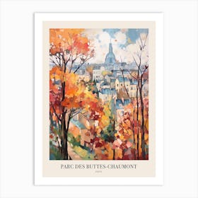 Autumn City Park Painting Parc Des Buttes Chaumont Paris France 1 Poster Art Print