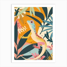 Colourful Rainbow Lizard Modern Abstract Illustration 4 Art Print