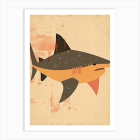 Mustard Coral Pastel Shark Art Print