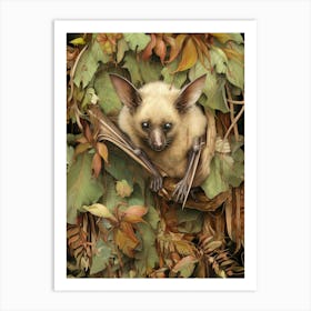 Botanical Fruit Bat Illustration 1 Art Print