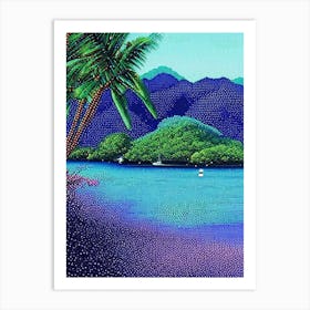 Fiji Pointillism Style Tropical Destination Art Print
