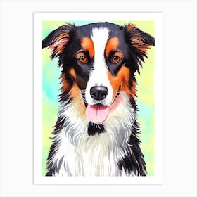 Border Collie 3 Watercolour Dog Art Print