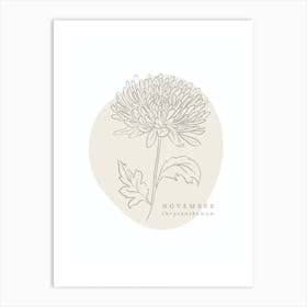 November Chrysanthemum  Birth Flower | Neutral Florals Art Print