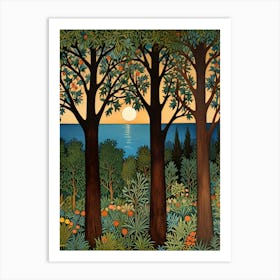 William Morris Sunset In The Forest Art Print