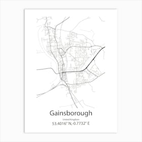 Gainsborough,United Kingdom Minimalist Map Art Print