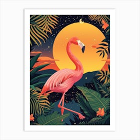 Greater Flamingo Bolivia Tropical Illustration 1 Art Print