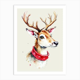 Deer Watercolor Painting Art Print