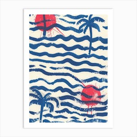 Palm Trees And Waves 2 Art Print