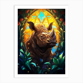 Rhino In The Forest Art Print