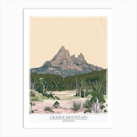 Cradle Mountain Australia Color Line Drawing 1 Poster Art Print