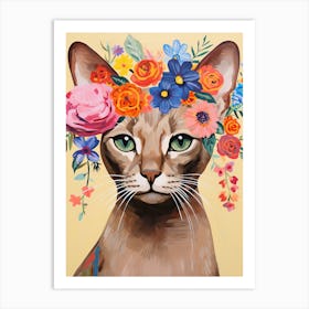 Tonkinese Cat With A Flower Crown Painting Matisse Style Art Print