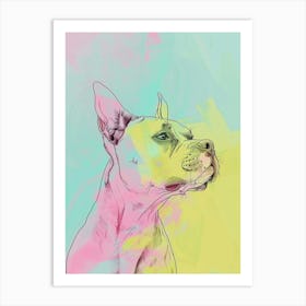 Pastel Staffordshire Bull Terrier Dog Pastel Line Illustration 3 Art Print
