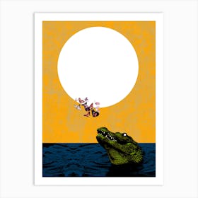 Crocodile and Butterflies Art Print