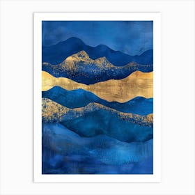 Blue And Gold Mountains 13 Art Print