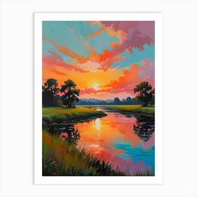 Sunset by the River Art Print