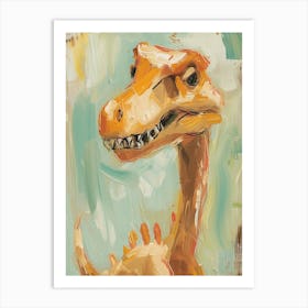 Mustard & Teal Dinosaur Painting Art Print