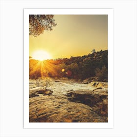 Sunset Over A River Art Print