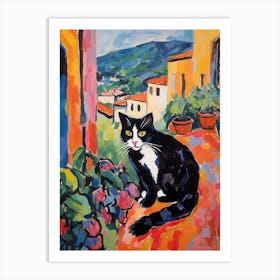 Painting Of A Cat In Volterra Italy 1 Art Print