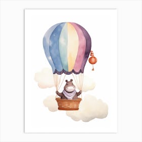 Baby Hippo 1 In A Hot Air Balloon Art Print