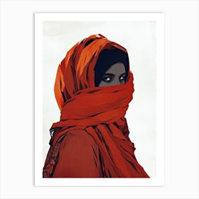 Arabian Woman In A Red Scarf, Middle East Art Print