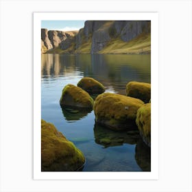 Moss Covered Rocks In Iceland Art Print