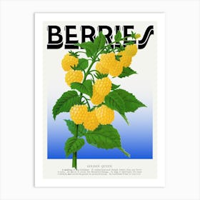 Berries Yellow Golden Queen Graphic Wall Art Vintage Unique Eclectic Art Print