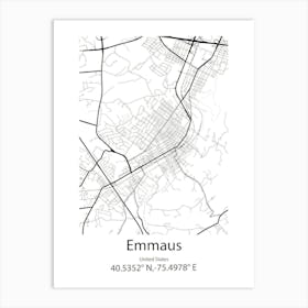 Emmaus,United States Minimalist Map Art Print