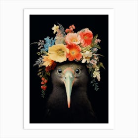 Bird With A Flower Crown Kiwi 2 Art Print