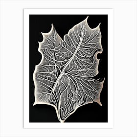 Peach Leaf Linocut 1 Art Print