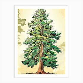 Cedar Tree Storybook Illustration 2 Art Print