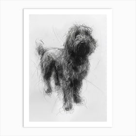 Komondor Dog Charcoal Line 1 Art Print