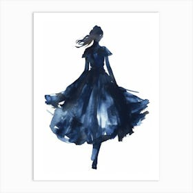 Girl In A Blue Dress Art Print