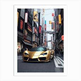 Golden Bugati Art Print