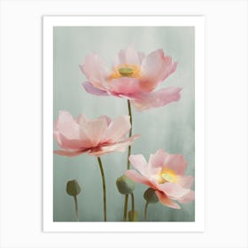 Lotus Flowers Acrylic Painting In Pastel Colours 4 Art Print