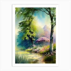 Tree By The Water Art Print