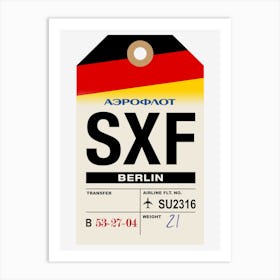 Berlin (SXF) Germany Vintage Airline Luggage Tag Art Print