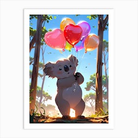 Koala With Balloons 4 Art Print