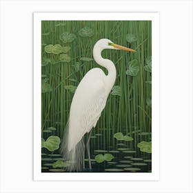 Ohara Koson Inspired Bird Painting Egret 4 Art Print