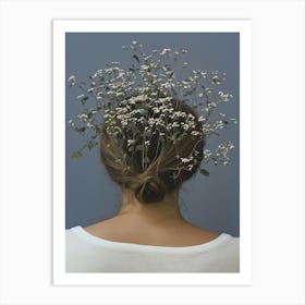 Flowers On A Woman'S Head Art Print