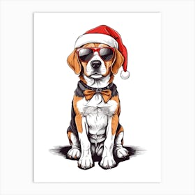 Christmas Beagle Dog Art Print