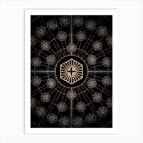 Geometric Glyph Radial Array in Glitter Gold on Black n.0257 Art Print