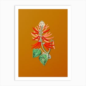 Vintage Naked Flowering Erythrina Botanical on Sunset Orange n.0376 Art Print