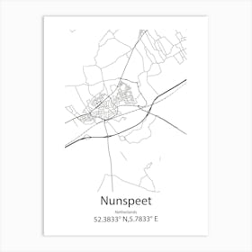 Nunspeet,Netherlands Minimalist Map Art Print