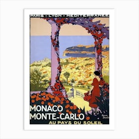 Monaco And Monte Carlo, Vintage Travel Poster Art Print