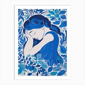 Blue Woman Silhouette 10 Art Print