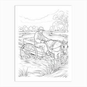 Line Art Inspired By The Hay Wain 1 Art Print