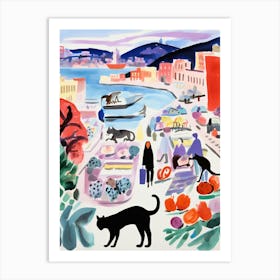 The Food Market In San Francisco 2 Illustration Art Print