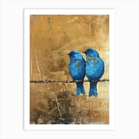 Blue Birds On A Wire 3 Art Print