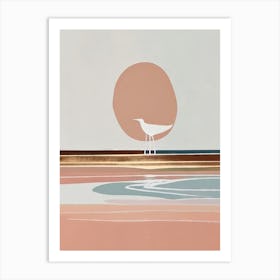 Seagull In the Sunset - Abstract Minimal Boho Beach Art Print