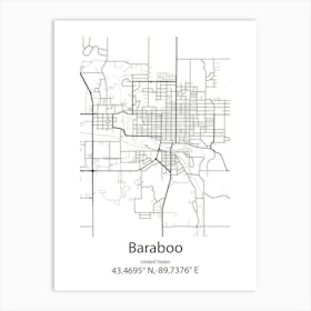 Baraboo,United States Minimalist Map 1 Art Print